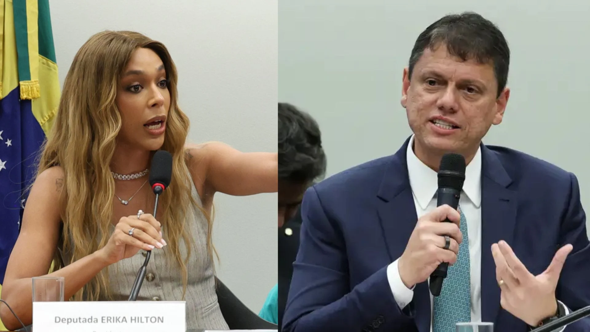 Érika Hilton e Tarcísio de Freitas