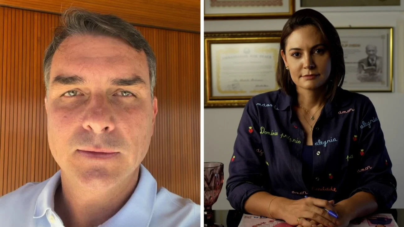 Flavio Bolsonaro e Michelle Bolsonaro