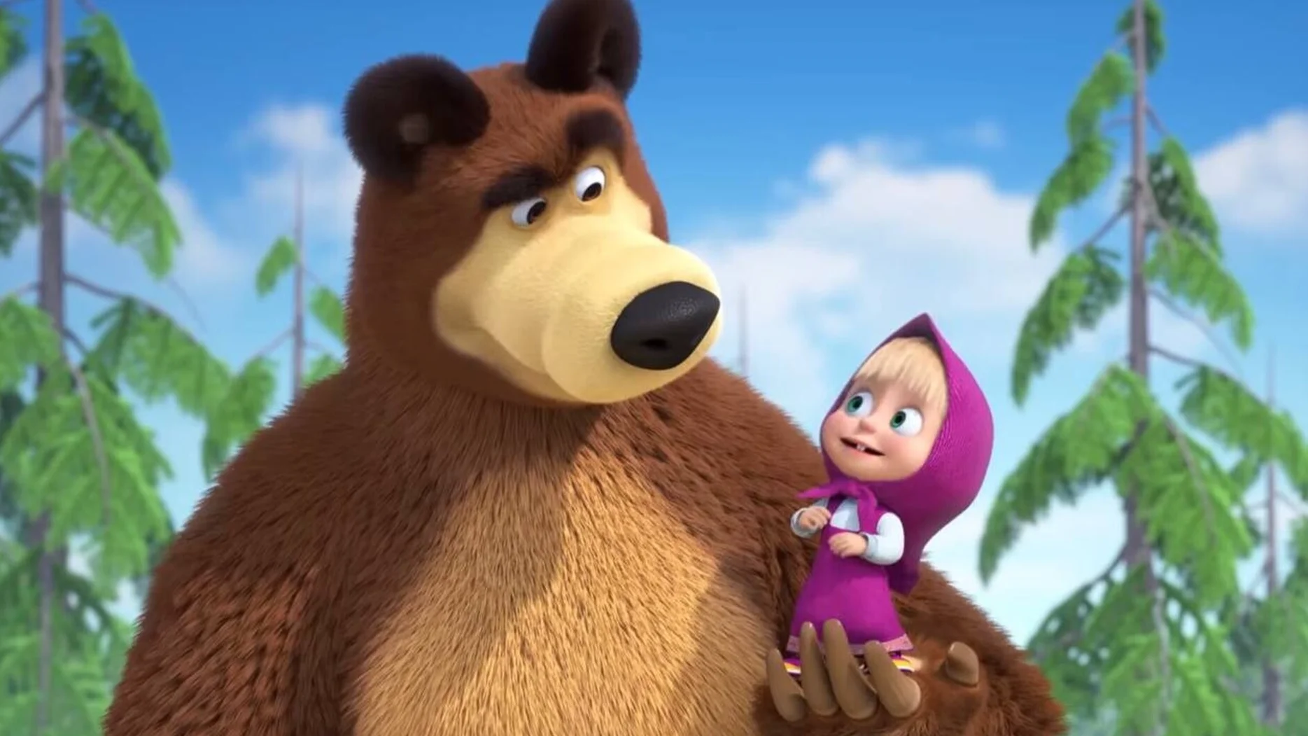 Imagem do desenho Masha e o urso, que está sendo acusado de ser uma arma de guerra