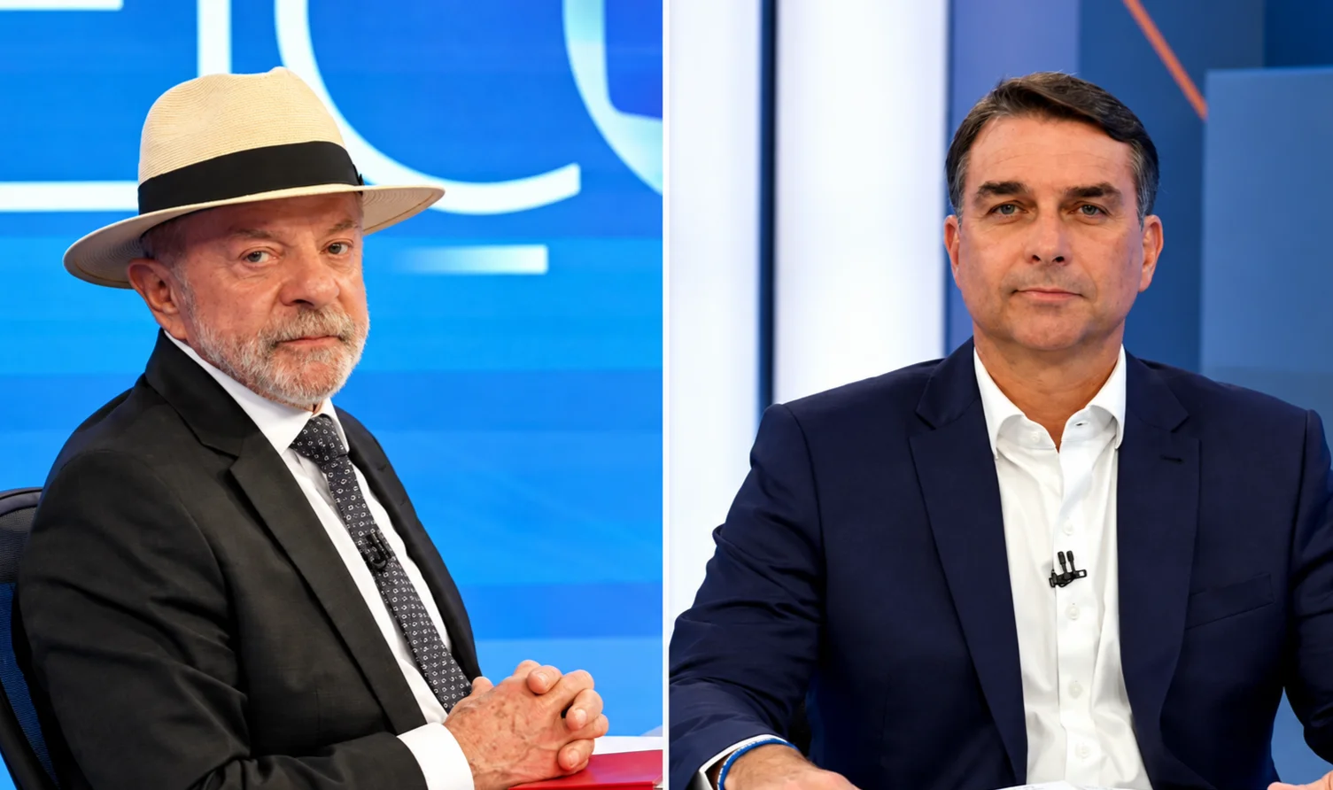 Montagem com Lula e Flávio Bolsonaro