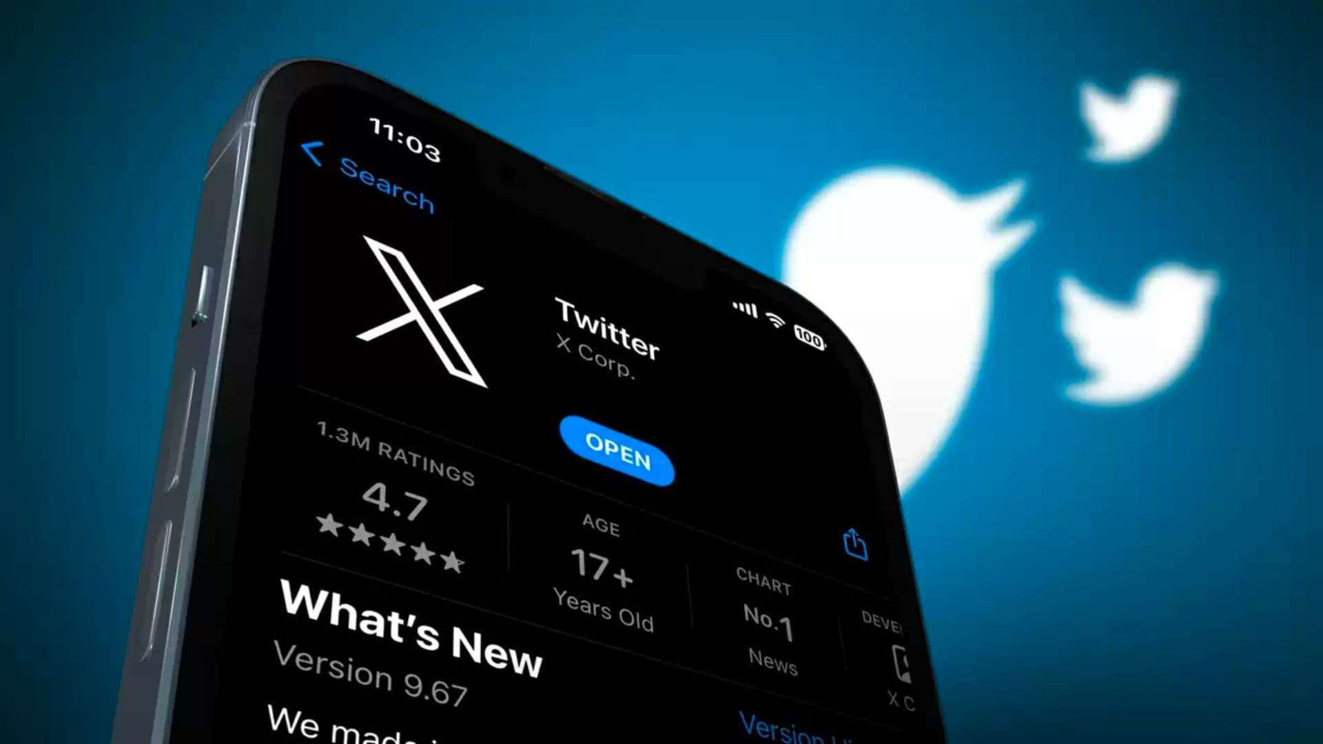 Logo X do aplicativo Twitter
