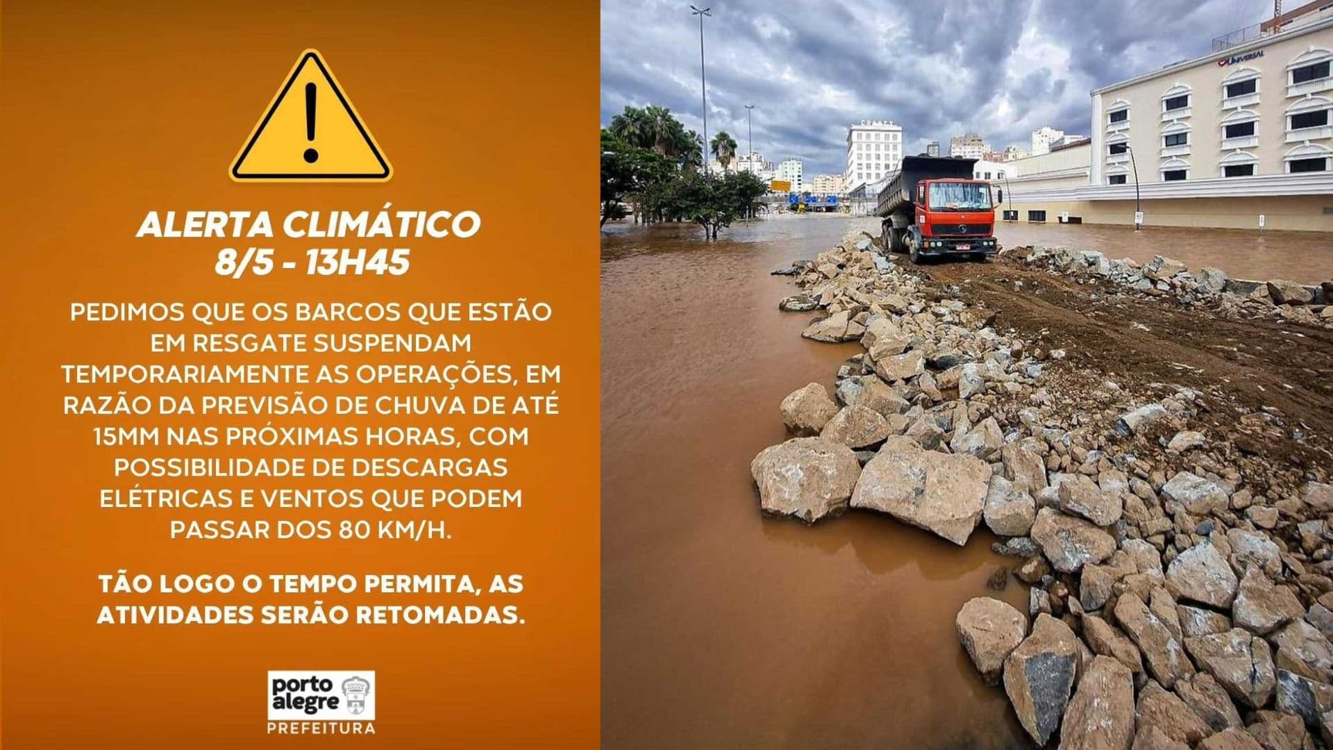 A esquerda o comunicado da prefeitura de Porto Alegre divulgado no Instagram. A direita foto de divulgação