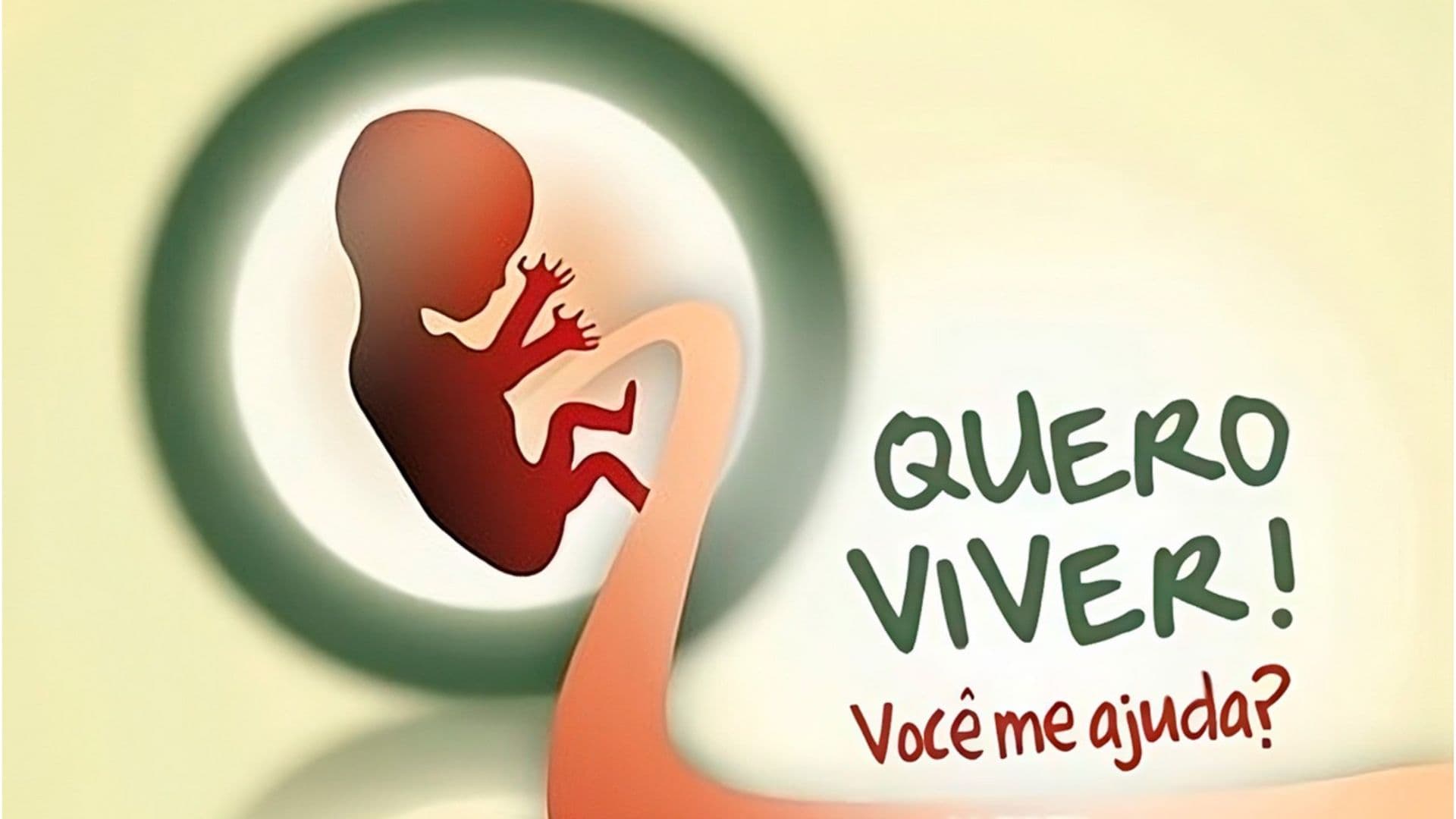 Desenho de bebe no útero com a frase "Quero viver"
