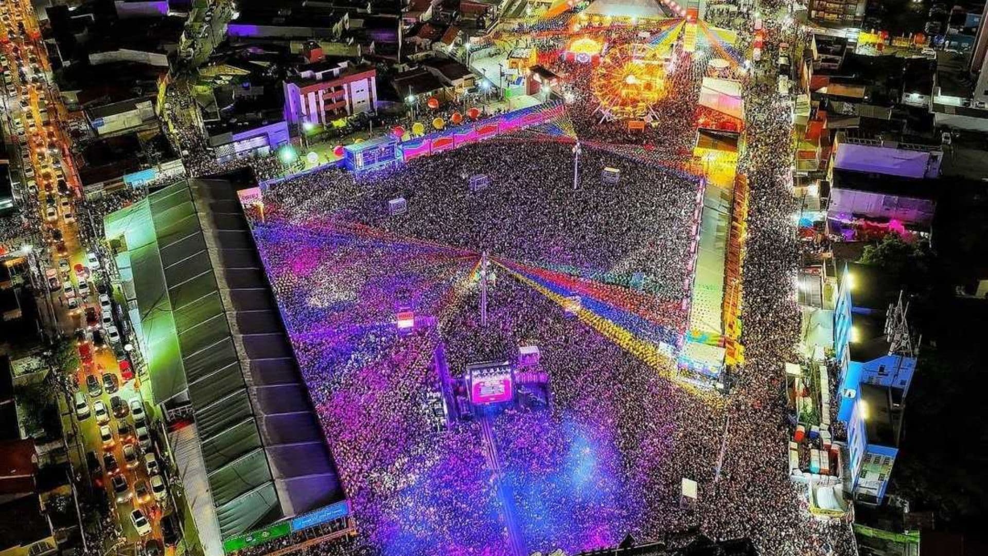 Imagem aérea da festa de São João no Mato Grosso do Sul