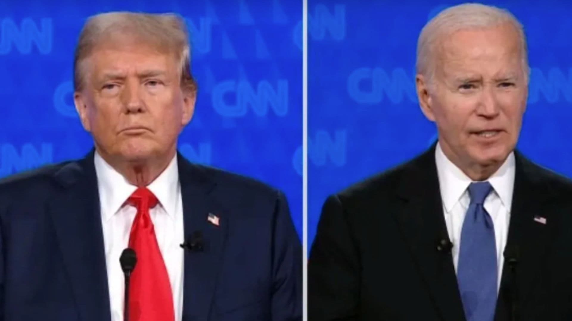 Trump e Biden aparecem em tela dividida