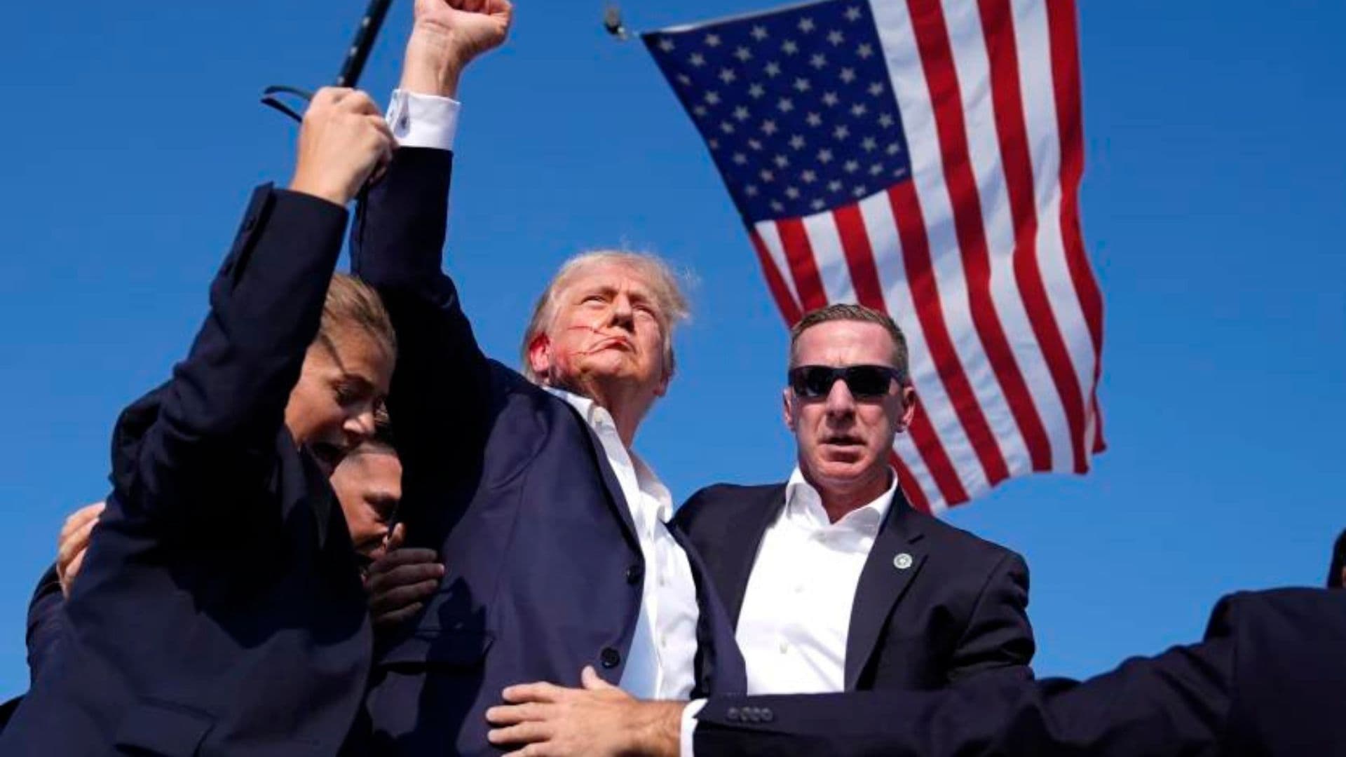 Presidente Trump logo após o atentado.