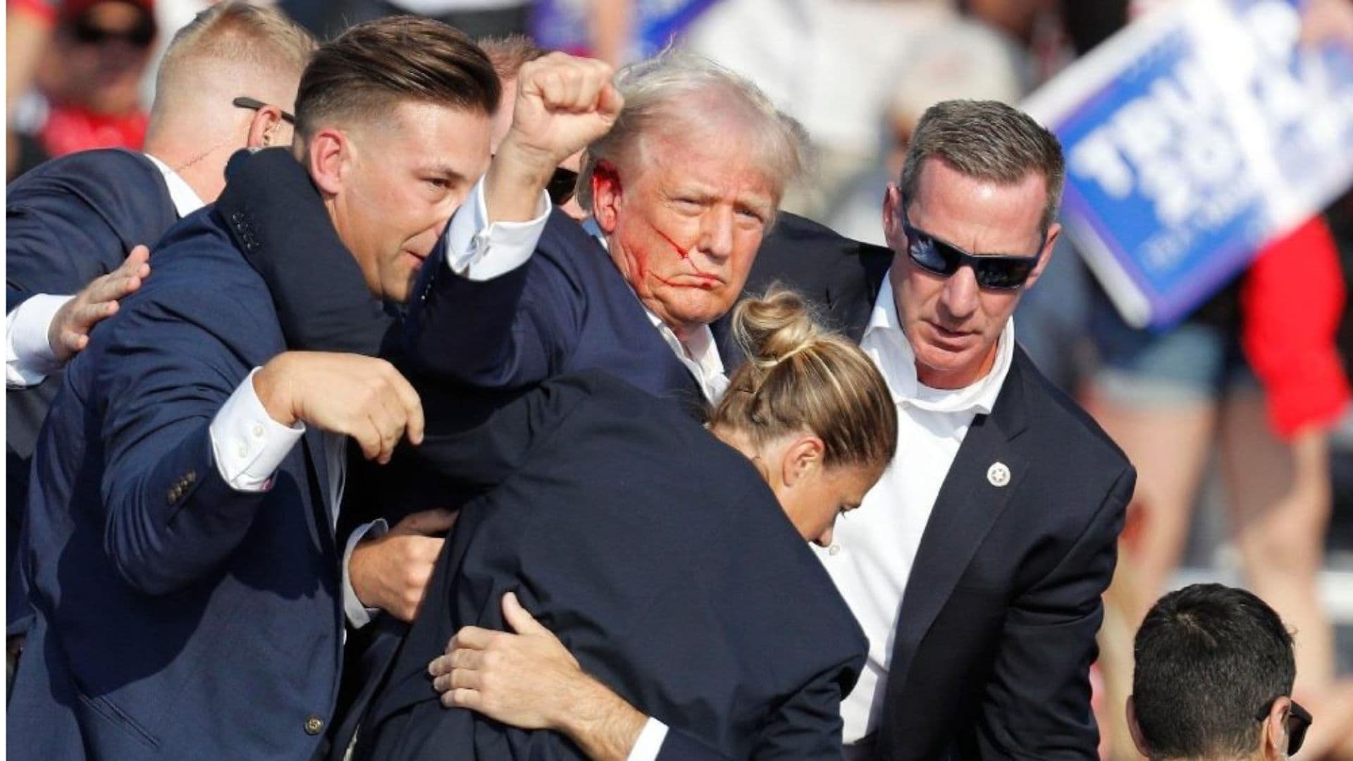 Presidente Donald trump durante atentado sofrido na Pensilvânia