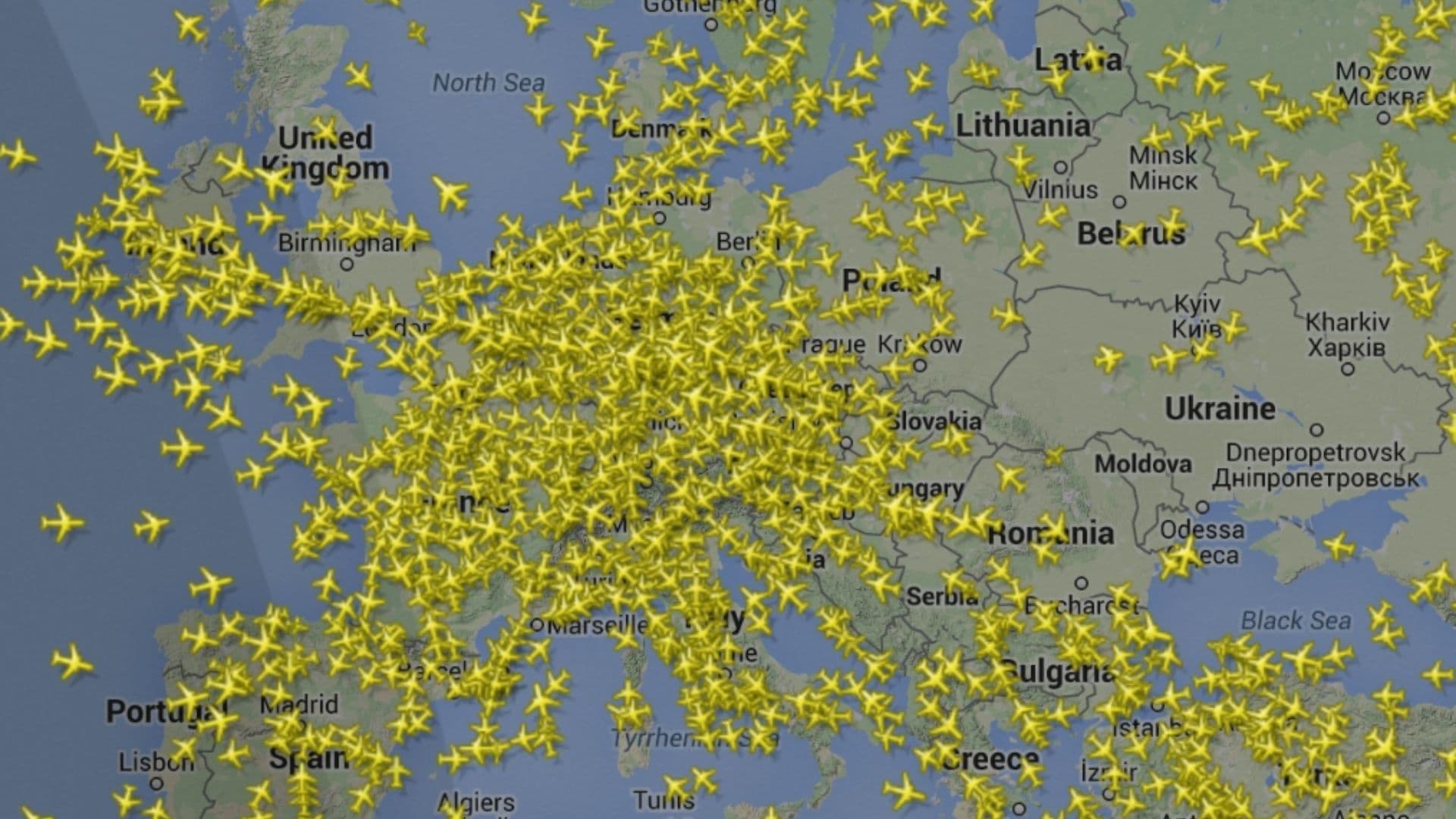 Fly Radar na Europa mostra fluxo de voos