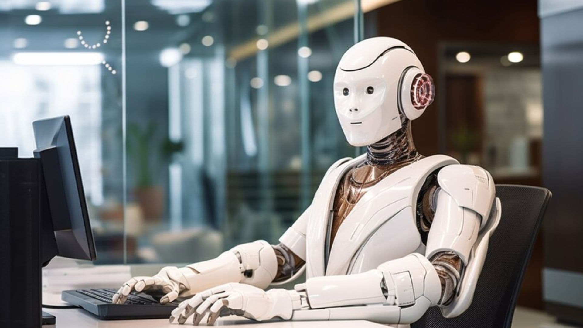 Robô aparece como se estivesse digitando em um computador