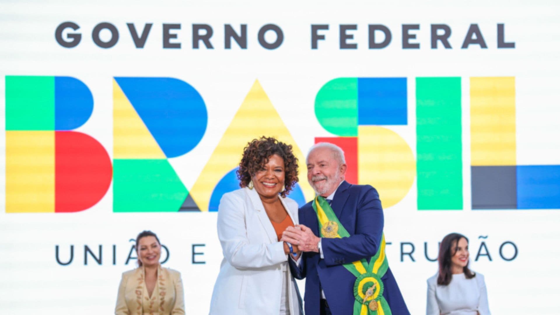 Lula e a ministra da Cultura, Margareth Menezes