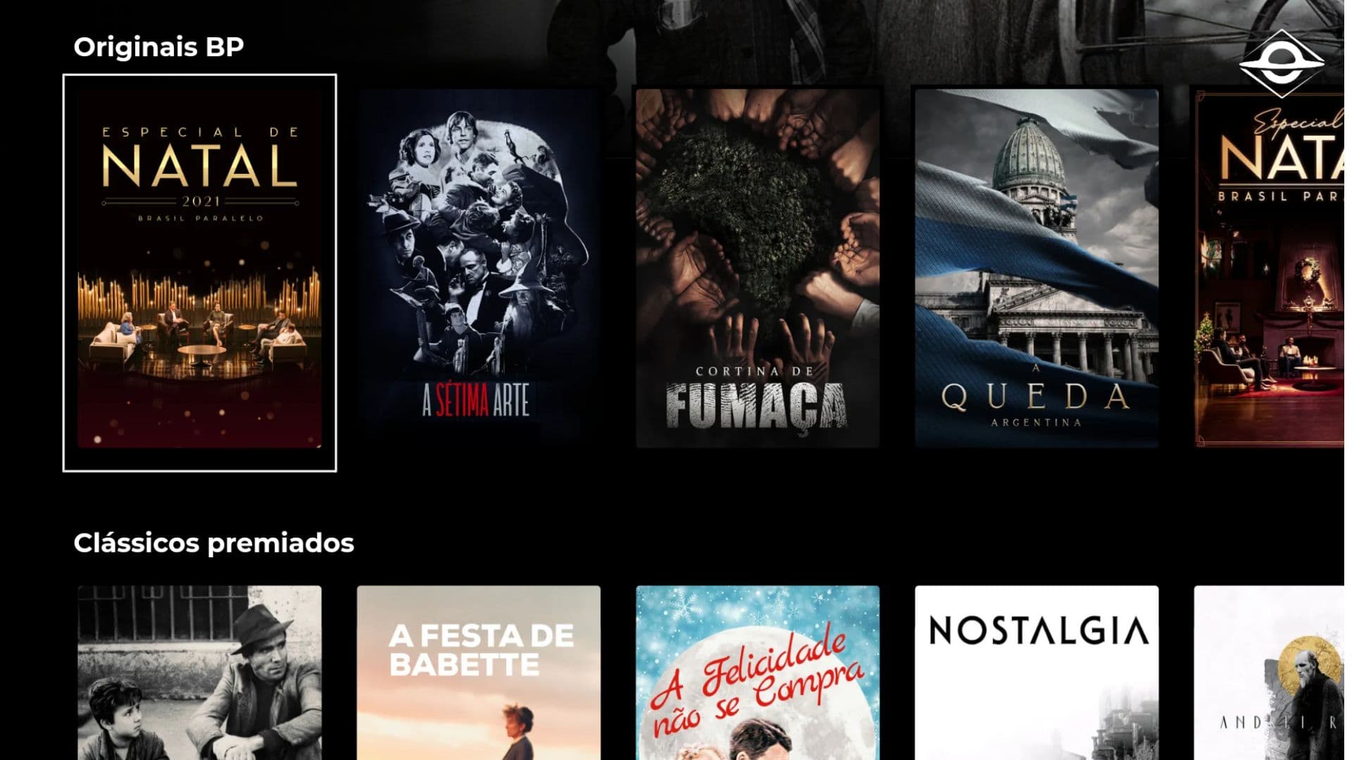 Imagem da plataforma de streaming da Brasil Paralelo.