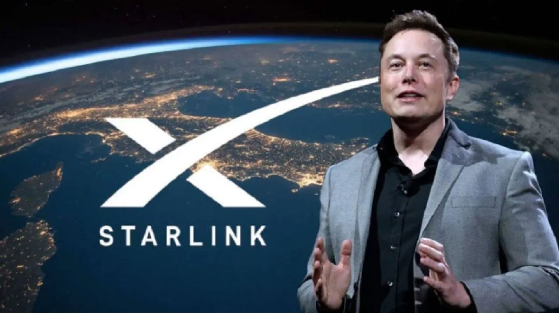 Imagem do globo terrestre ao fundo. Em primeiro plano aparece Elon Musk. Starlink leva seu serviços a chips de celular