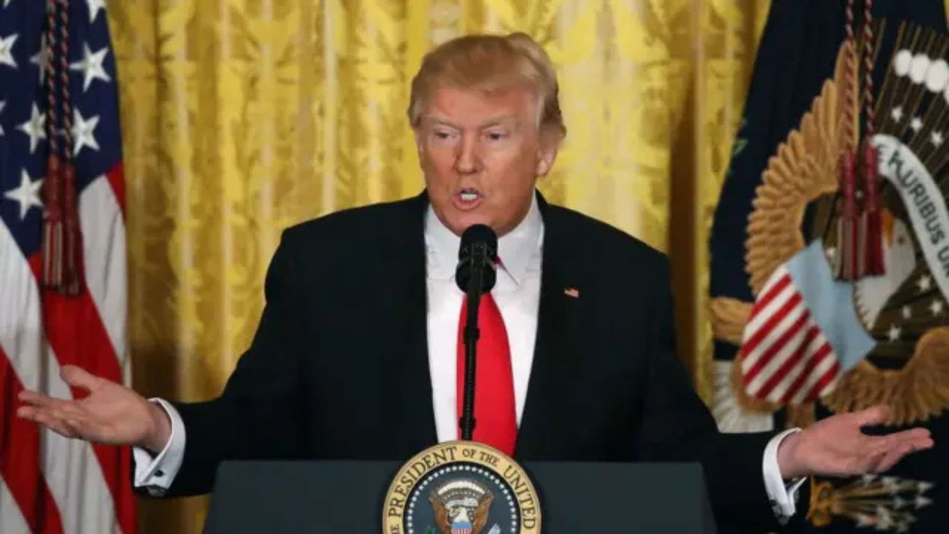 Trump durante pronunciamento.