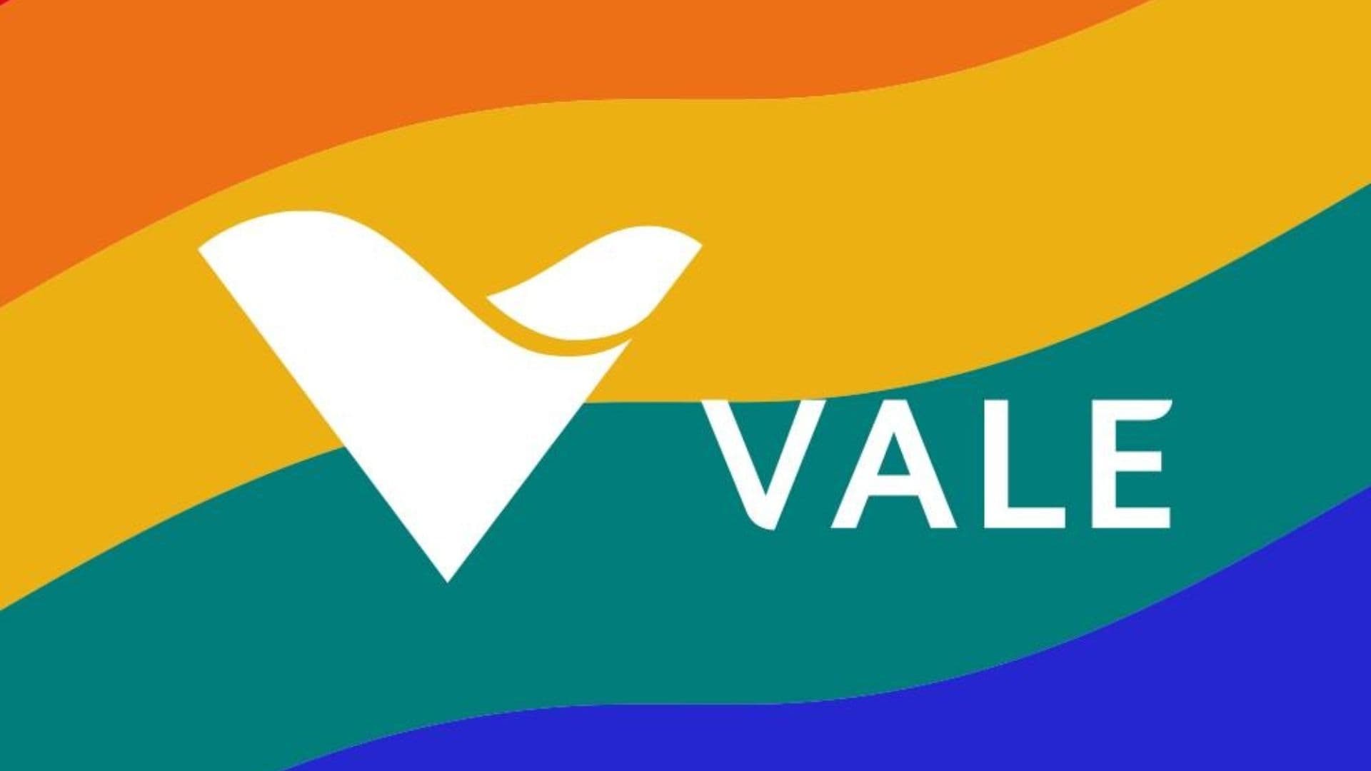 Logomarca da Vale com as cores da bandeira LGBT.