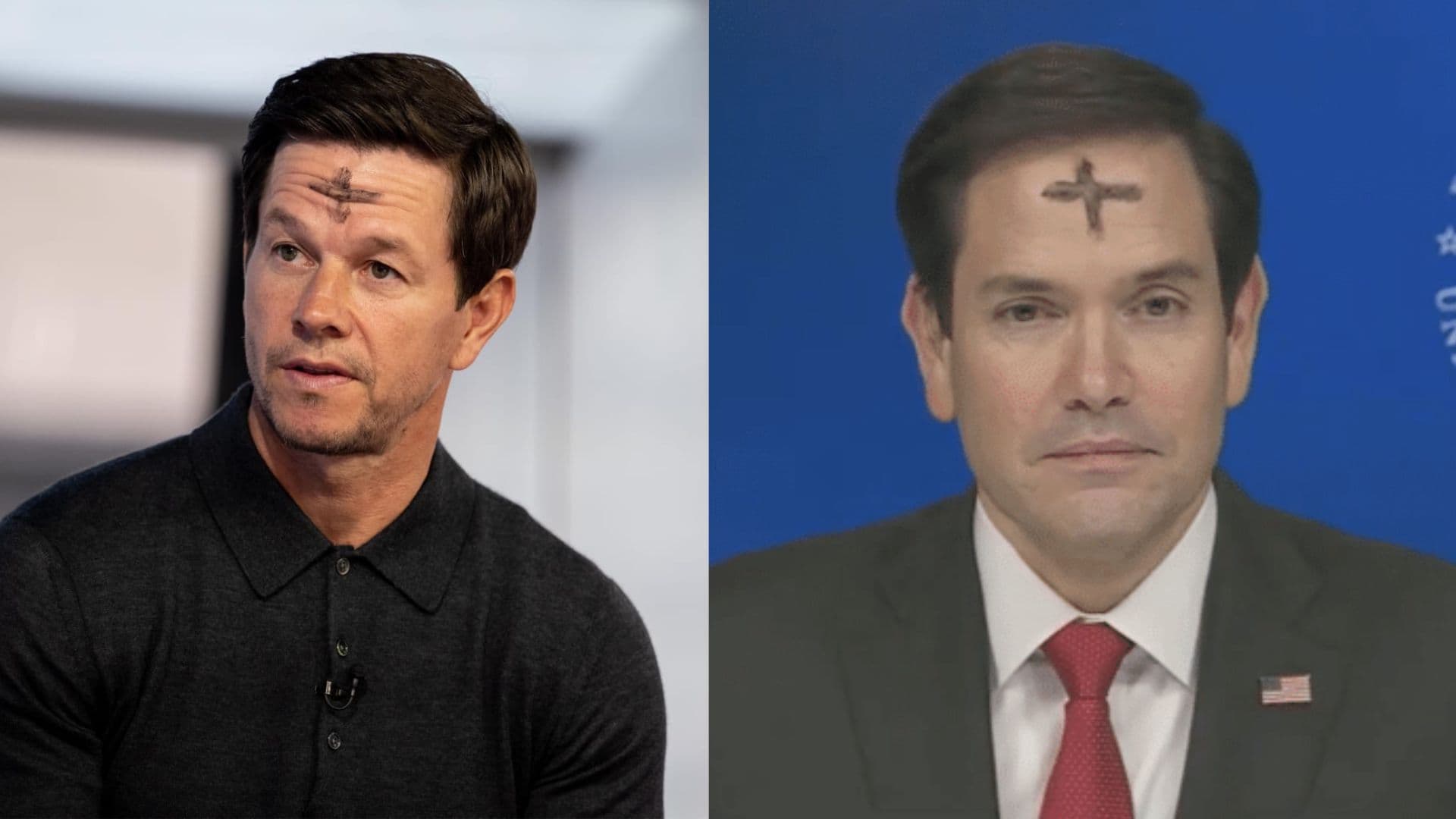 Mark Wahlberg e Marco Rubio aparecem com uma cruz na testa em rede nacional e geram curiosidade pelo mundo. Entenda o símbolo e o contexto.