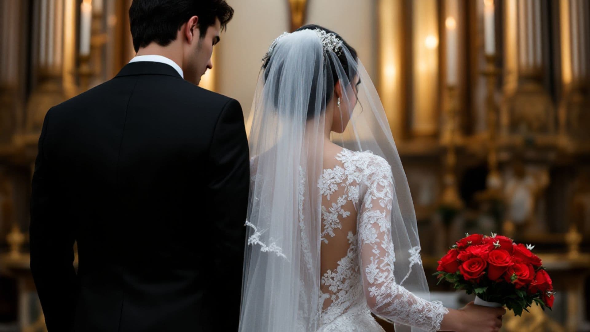 Uma imagem de primos se casando em uma igreja, o filho de um casal assim pode ter problemas genéticos.