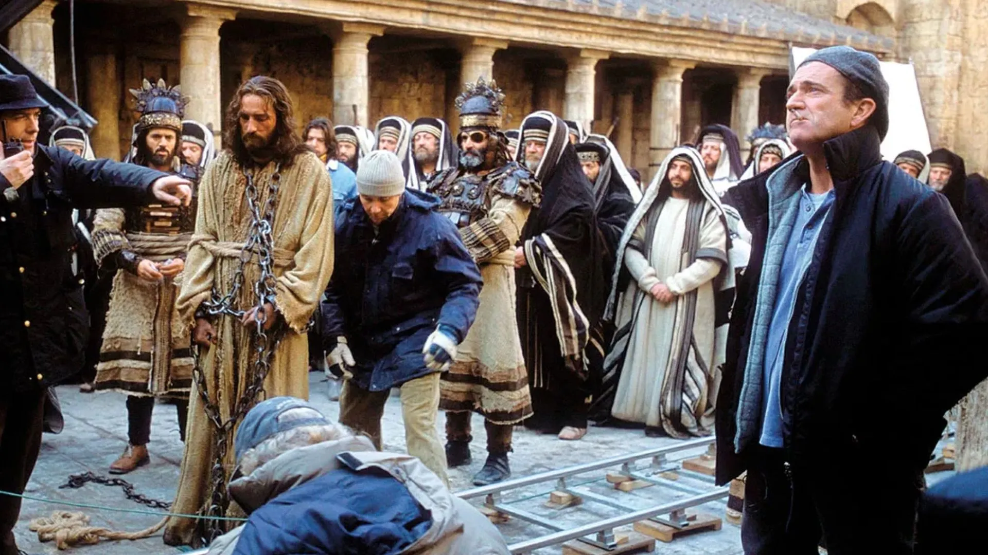 Mel Gibson durante as gravações do primeiro A paixão de Cristo