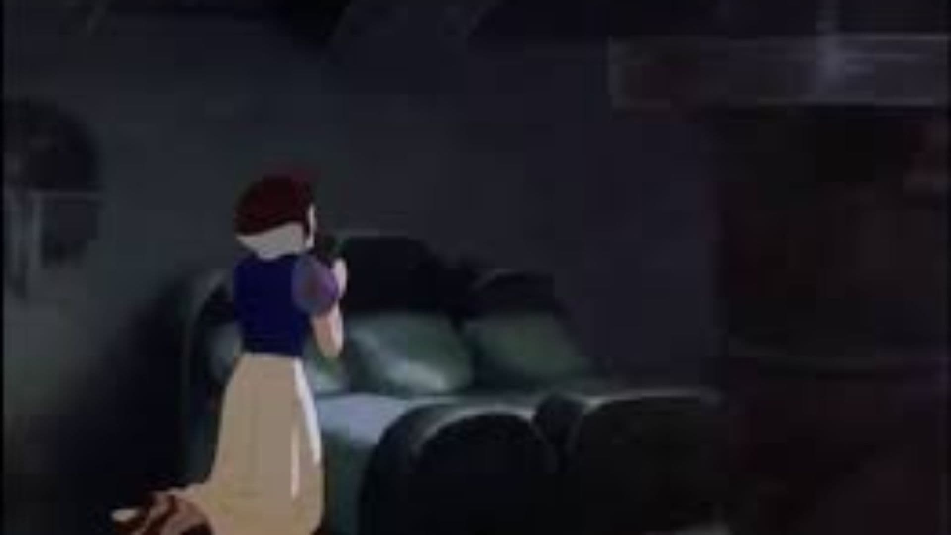 Cena do filme Branca de Neve (1937) na qual a protagonista reza e pede ajuda a Deus, cena retirada do remake.