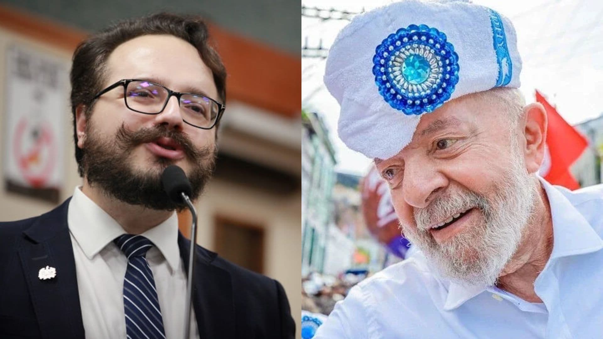 À esquerda, Rafael Nogueira, à direita, Lula.