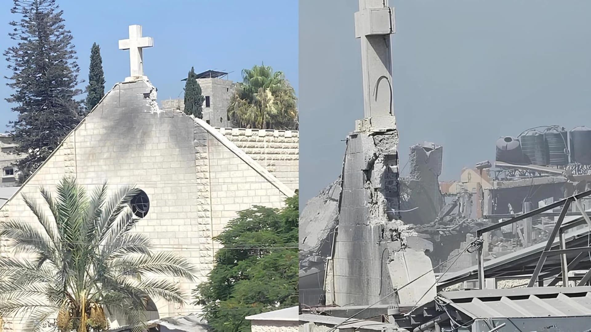 Igreja atingida por tanque Israelense