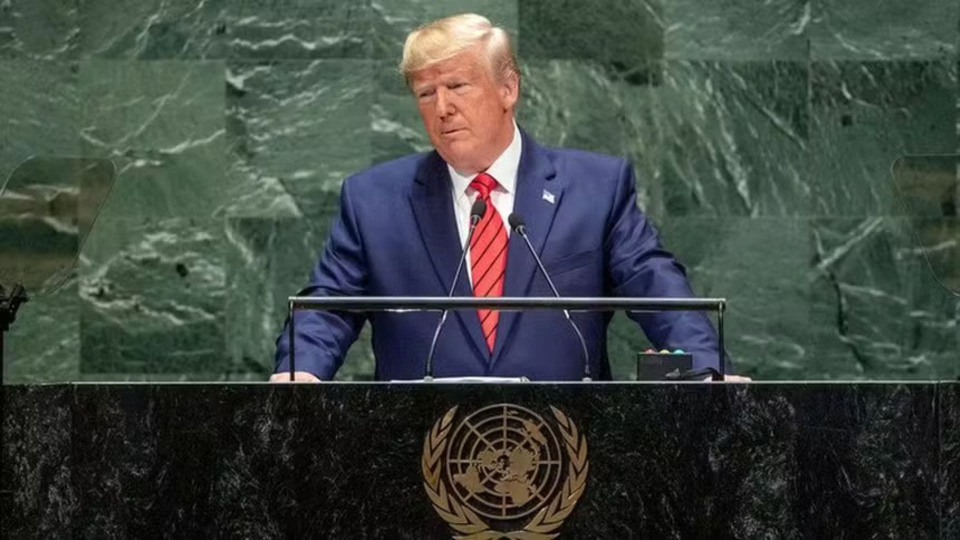 Trump falando sobre o Brasil durante discurso na Assembleia da ONU.
