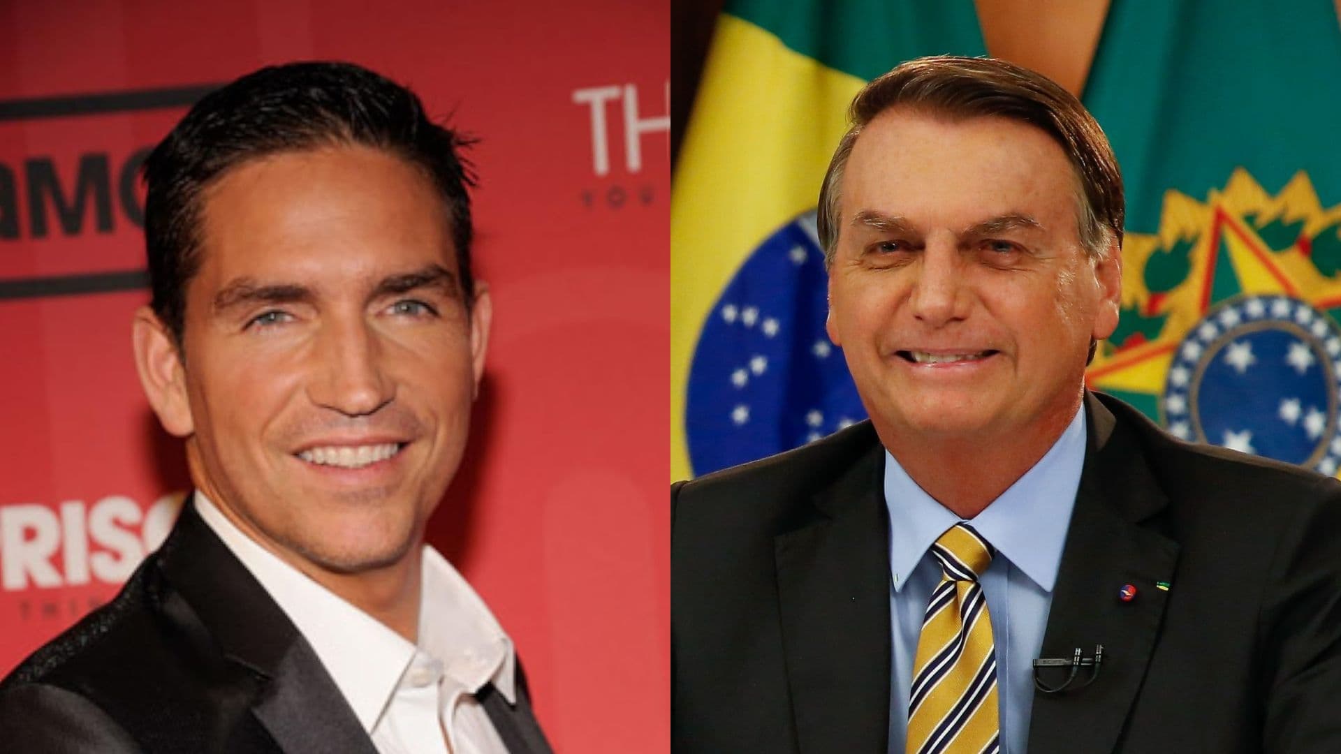 Ator Jim Caviezel e ex-presidente Jair Bolsonaro