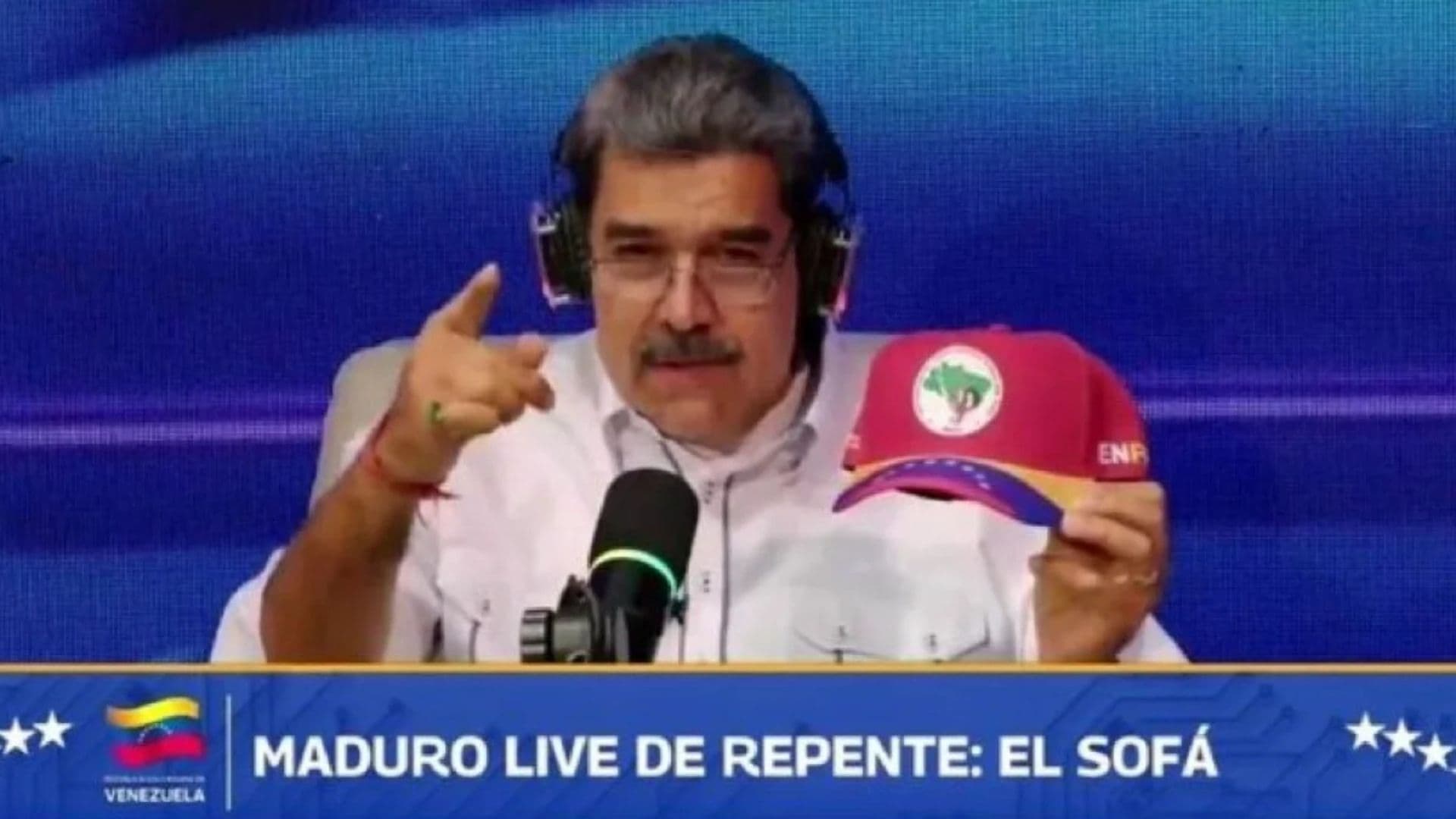 Maduro com boné do MST pedindo ajuda para o povo brasileiro.