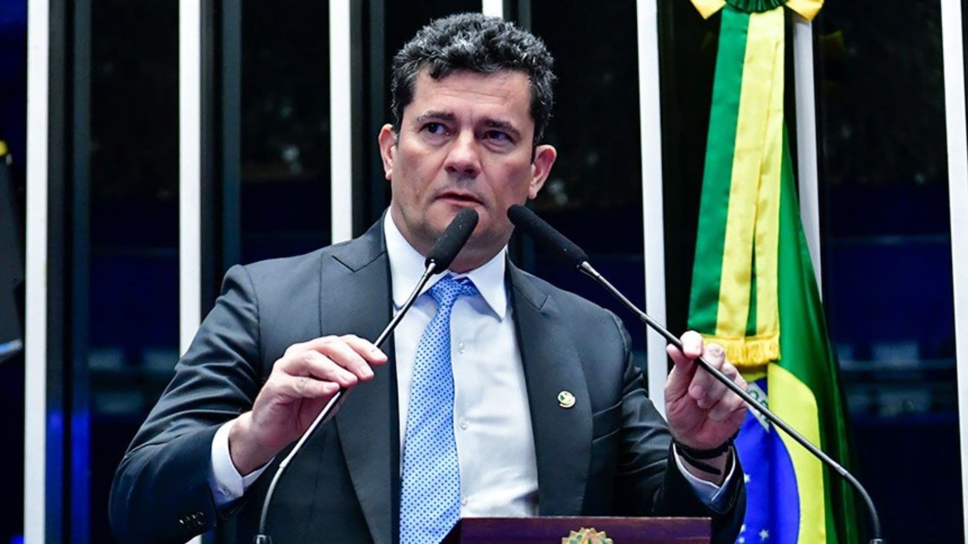 Sergio Moro durante fala no Senado.