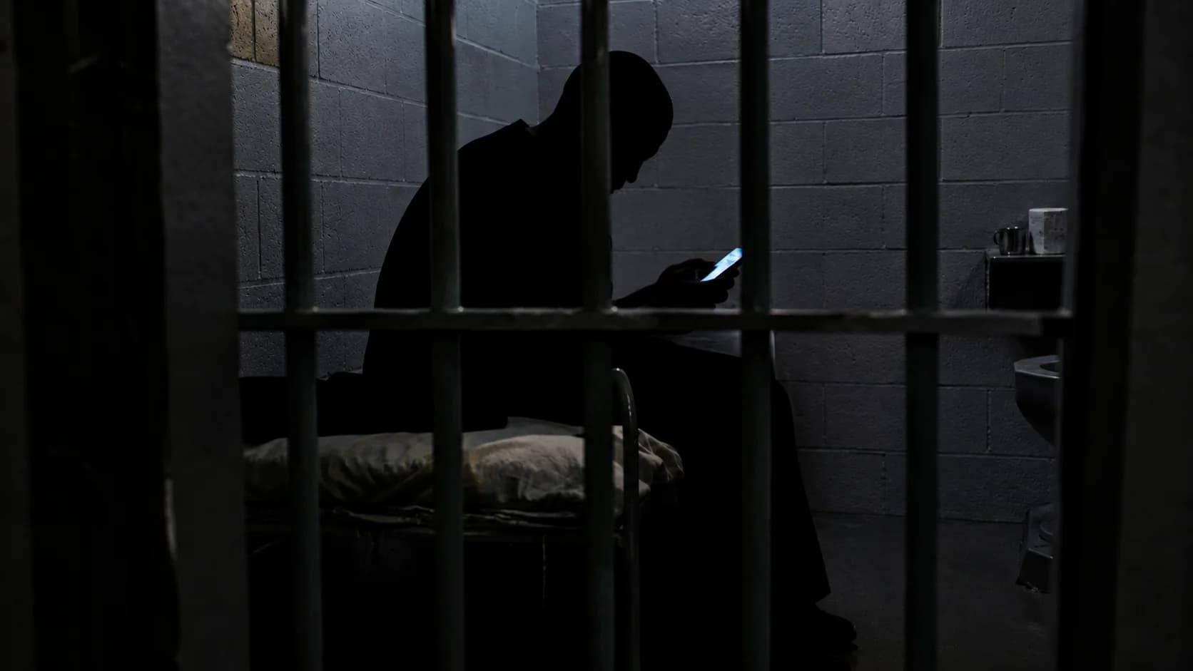 Usuário usando o celular dentro da prisão