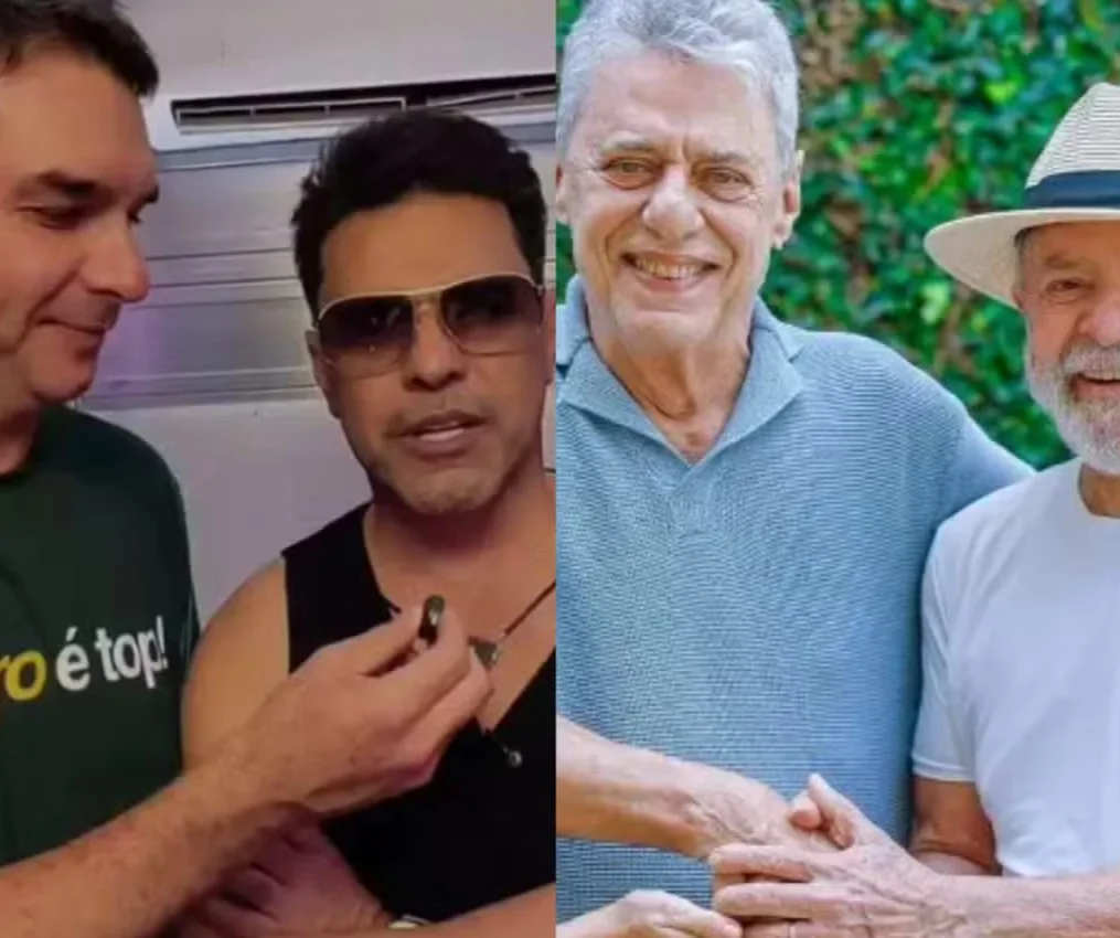 Montagem com candidatos e artistas