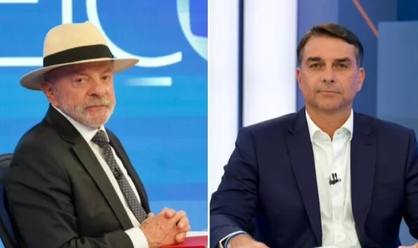 Montagem com Lula e Flávio Bolsonaro